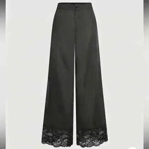 Cider SATIN LACE TRIM WIDE LEG TROUSERS Large